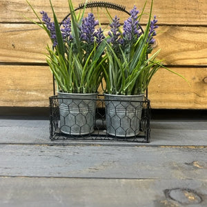 Lavender Florals in Chicken Wire Basket